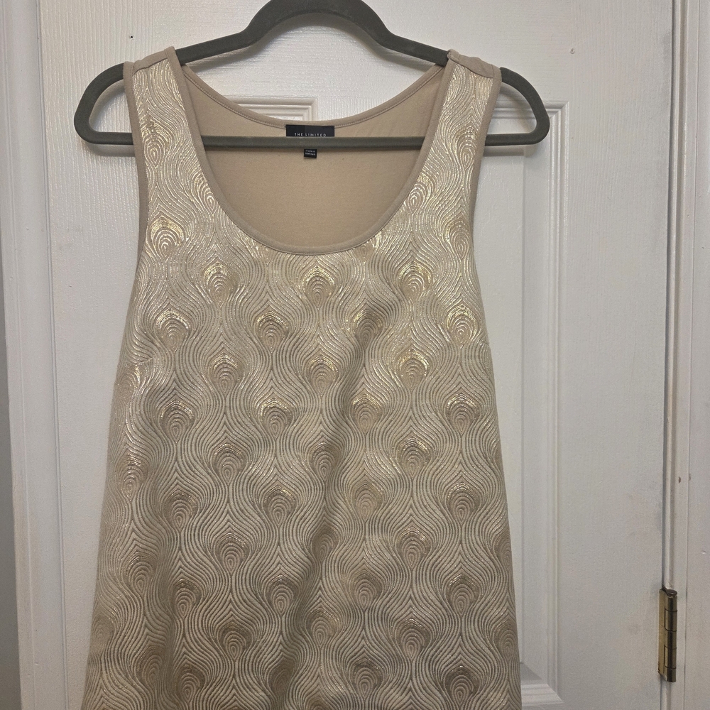 The Limited Metallic Cream Sleeveless Tank Top